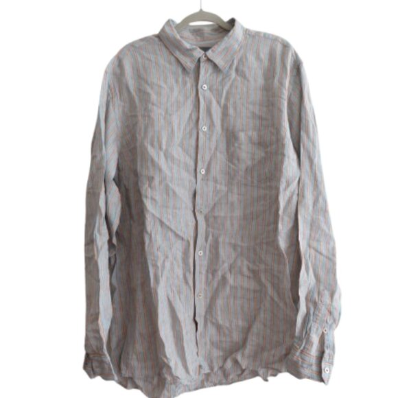 MARTIN GORDON 100% Linen Striped Casual Shirt in Light Blue - Men's Size XL - Picture 1 of 15